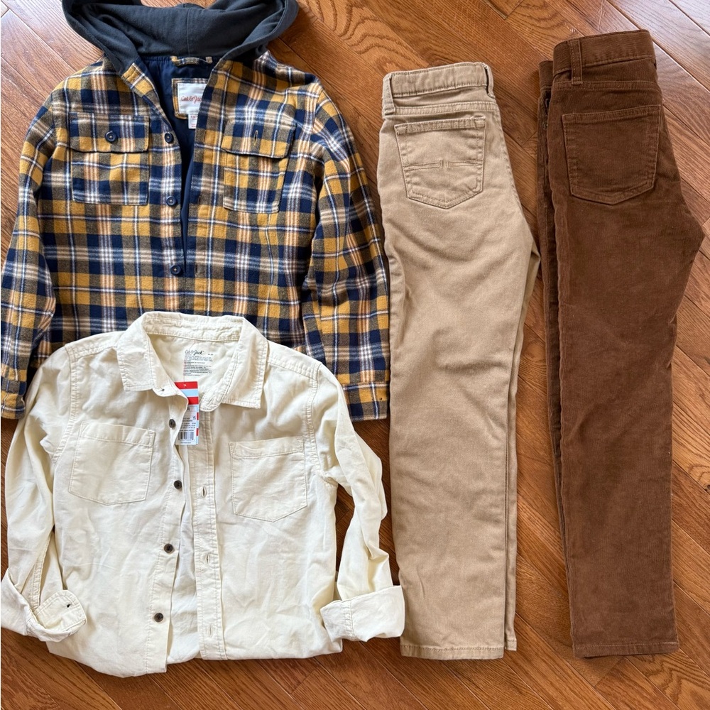 Plaid Jacket and Corduroy Pants Set